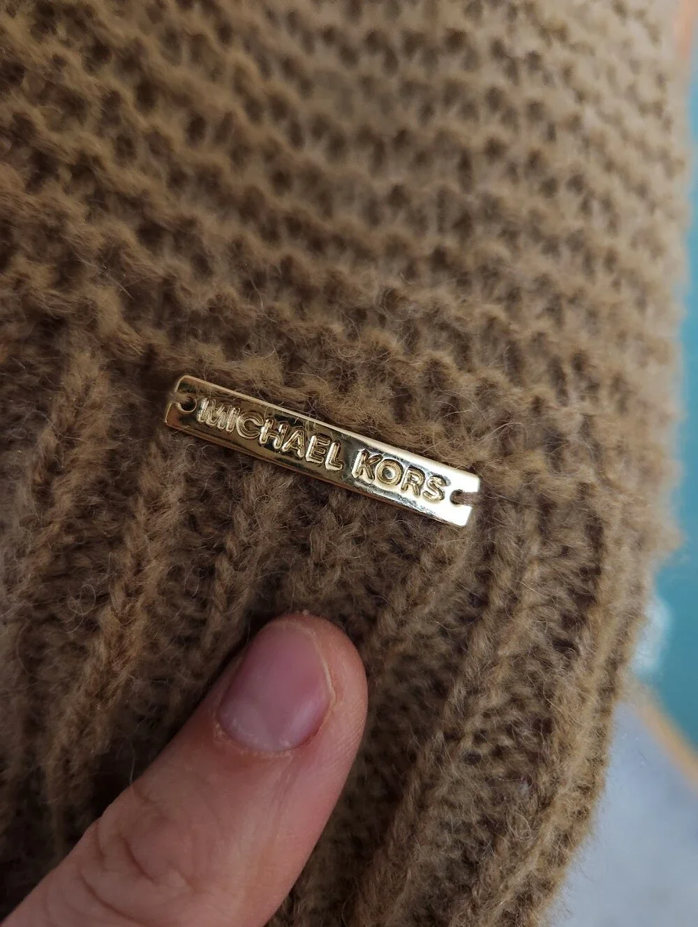 Michael Kors Wool Blend Chunky Knit V Neck Sweater Oversized Cottage Core Fall